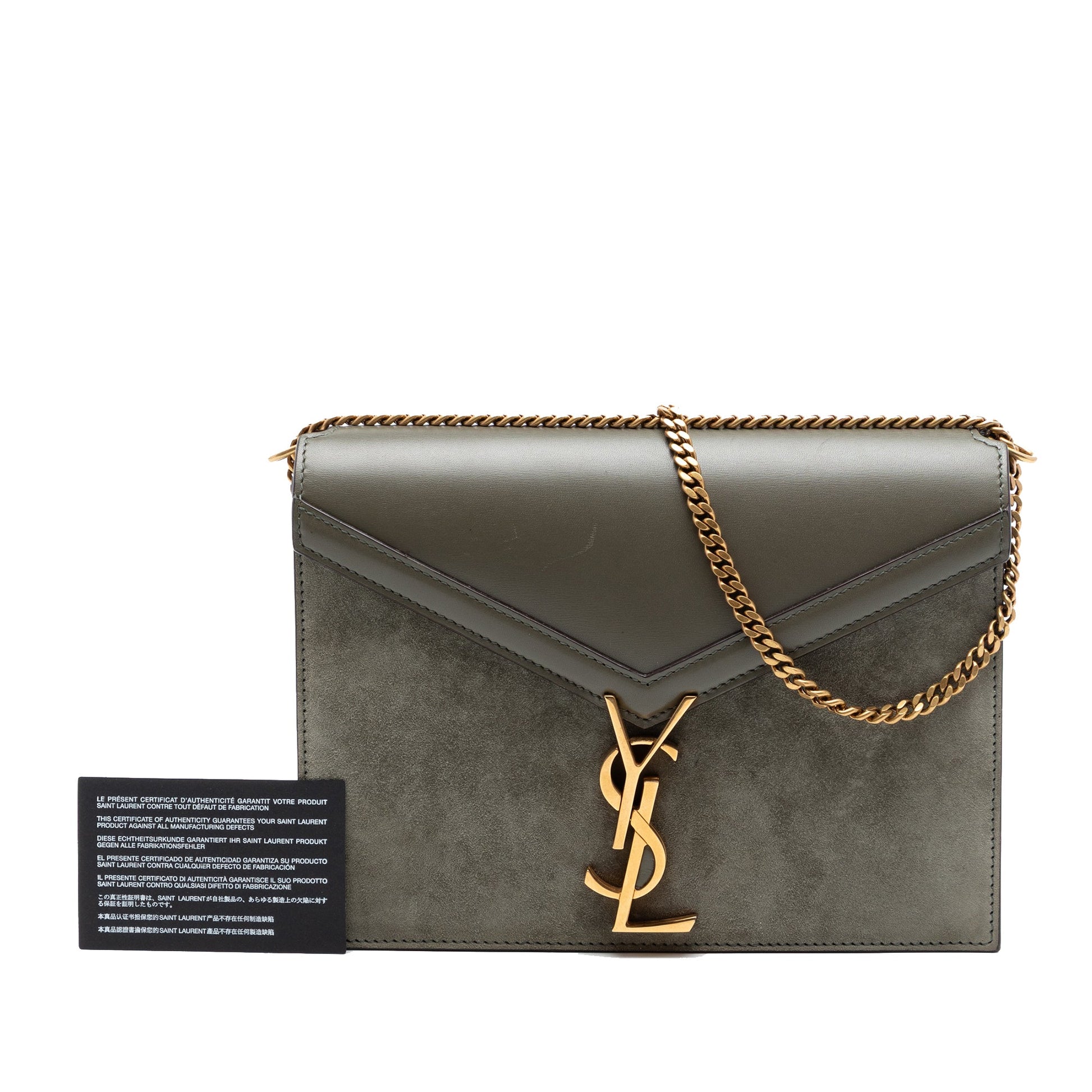 Saint Laurent Suede and Calfskin Monogram Cassandra Clasp Bag