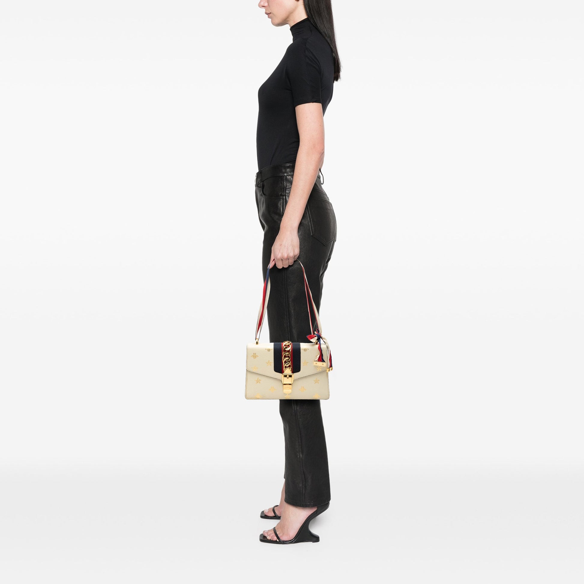 Gucci Small Calfkin Bee Star Sylvie Satchel