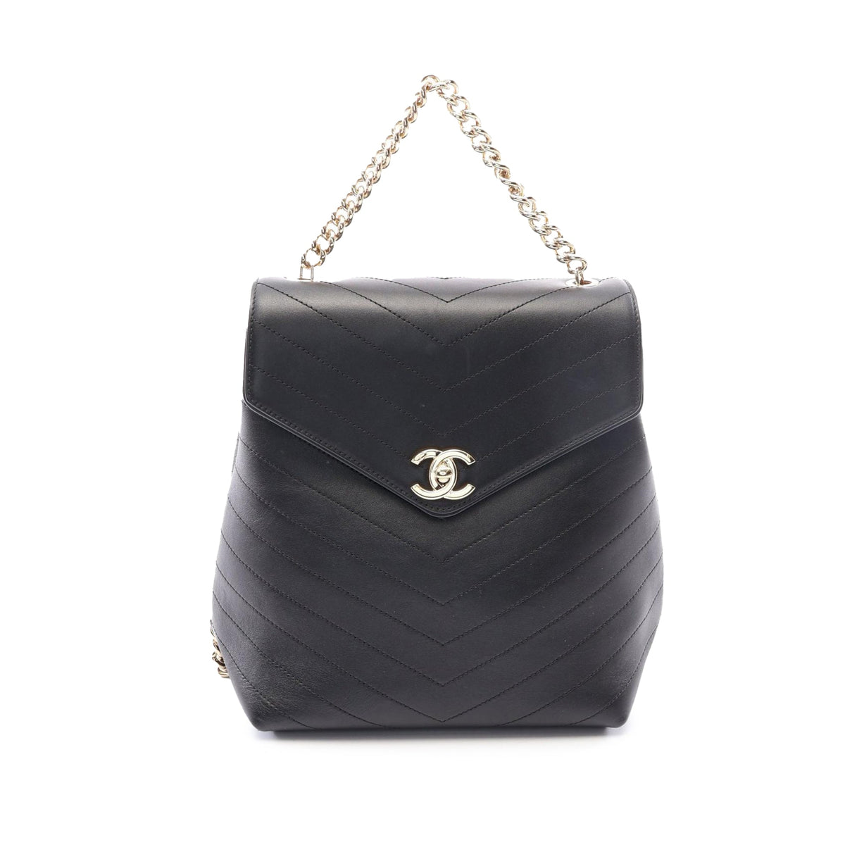 Chanel Chevron Lambskin Backpack — Black