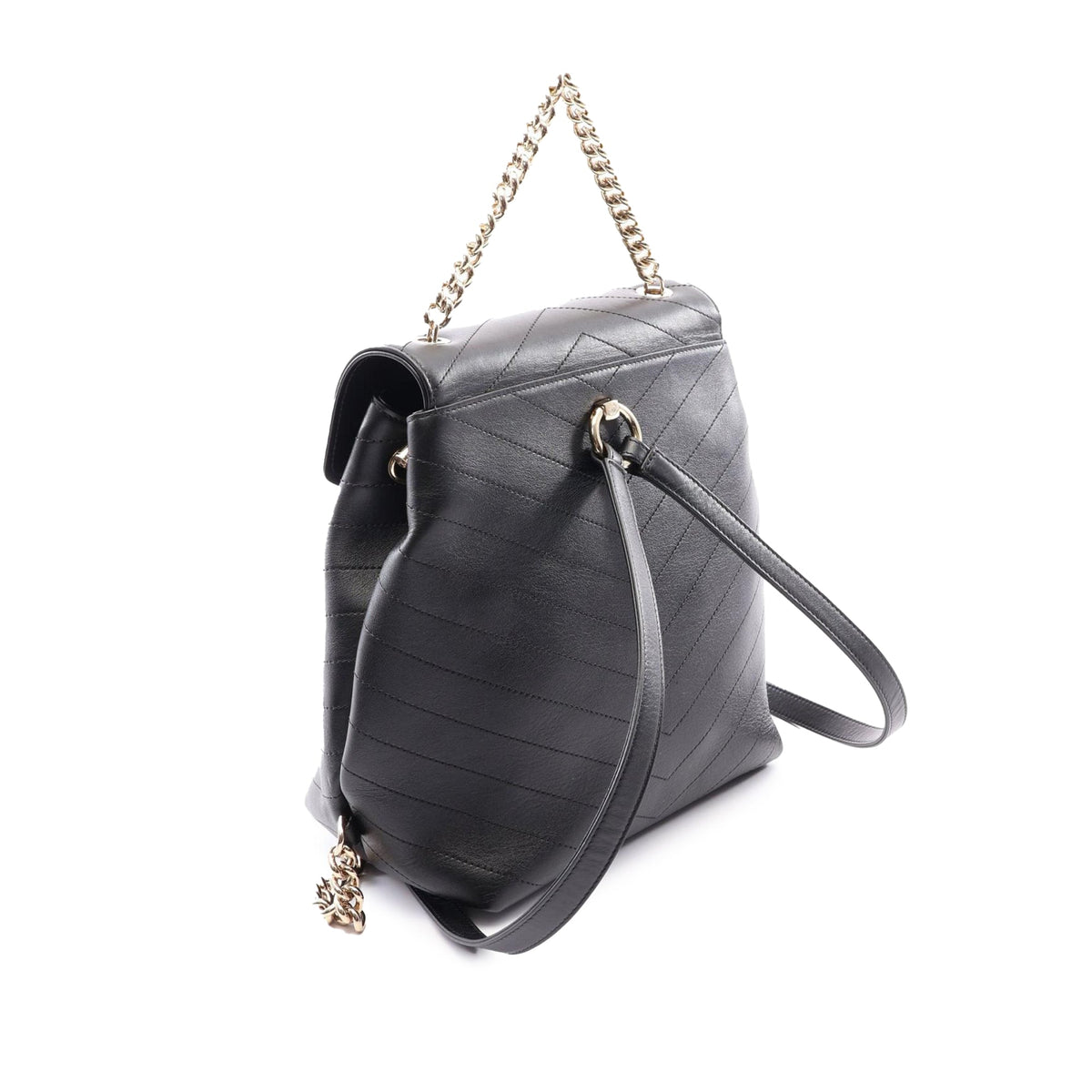 Chanel Chevron Lambskin Backpack — Black
