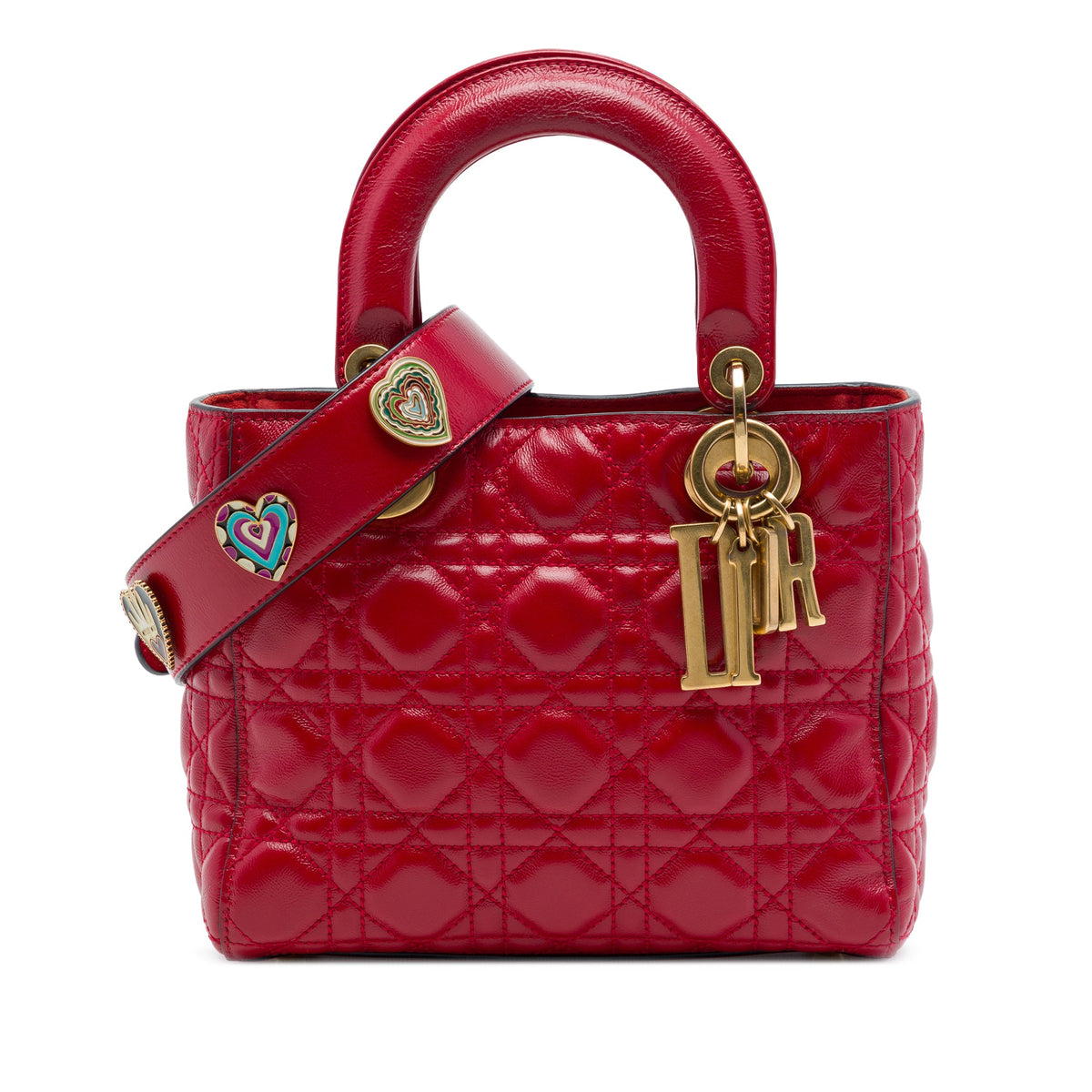 Dior Small Crinkled Patent Cannage My ABCDior Lady Dior — Red