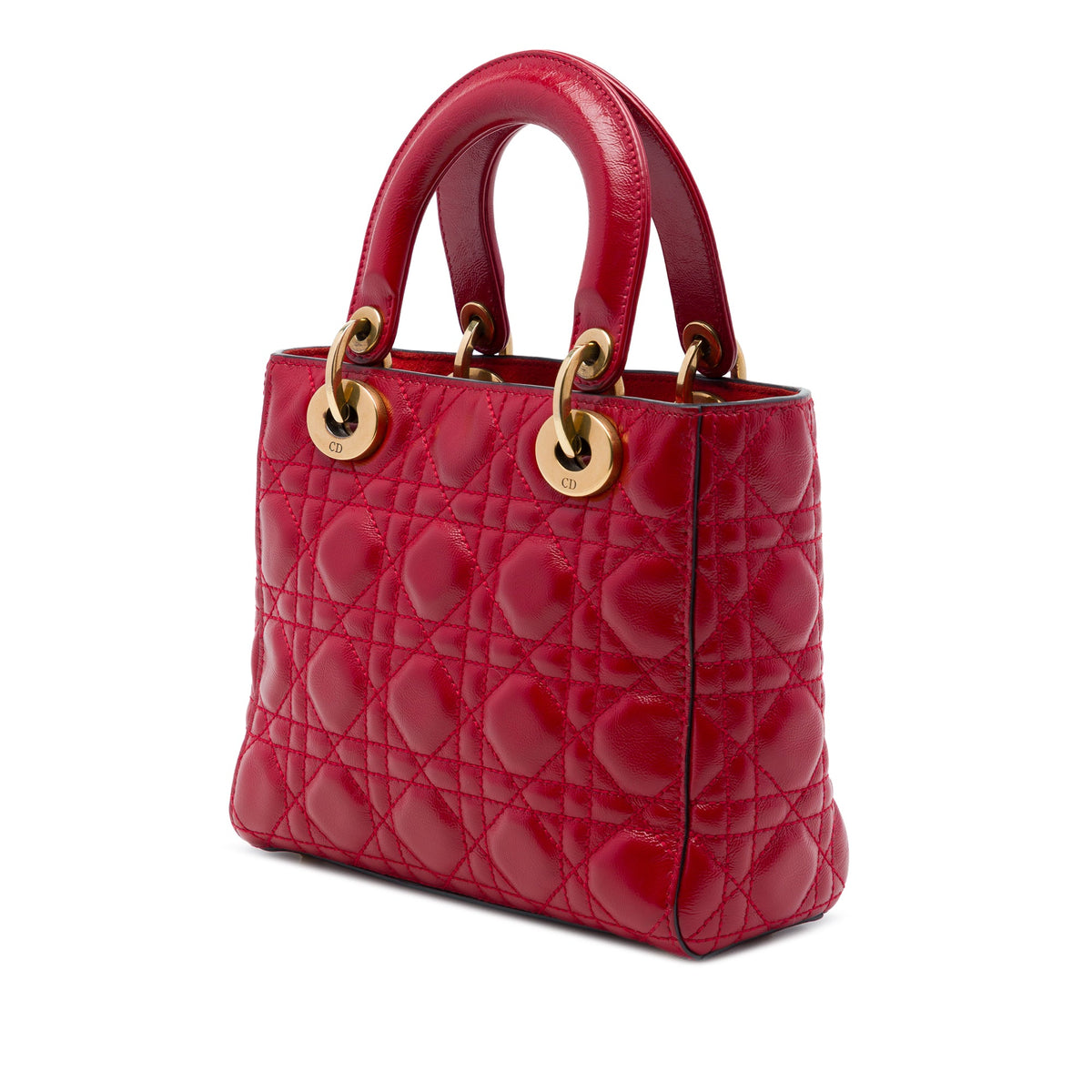 Dior Small Crinkled Patent Cannage My ABCDior Lady Dior — Red