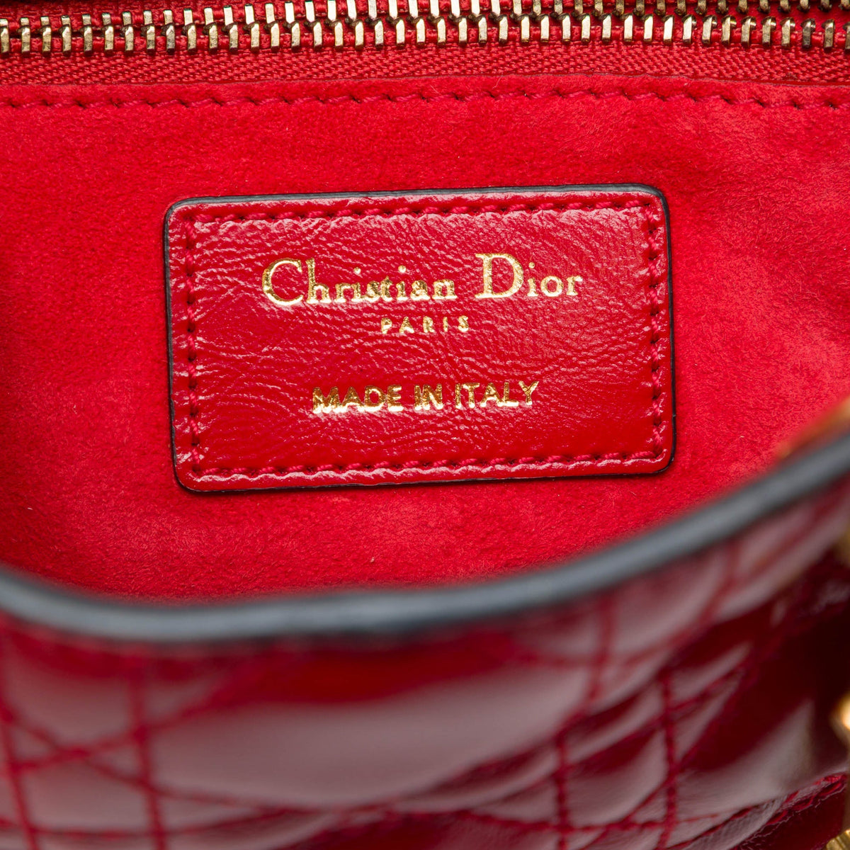 Dior Small Crinkled Patent Cannage My ABCDior Lady Dior — Red