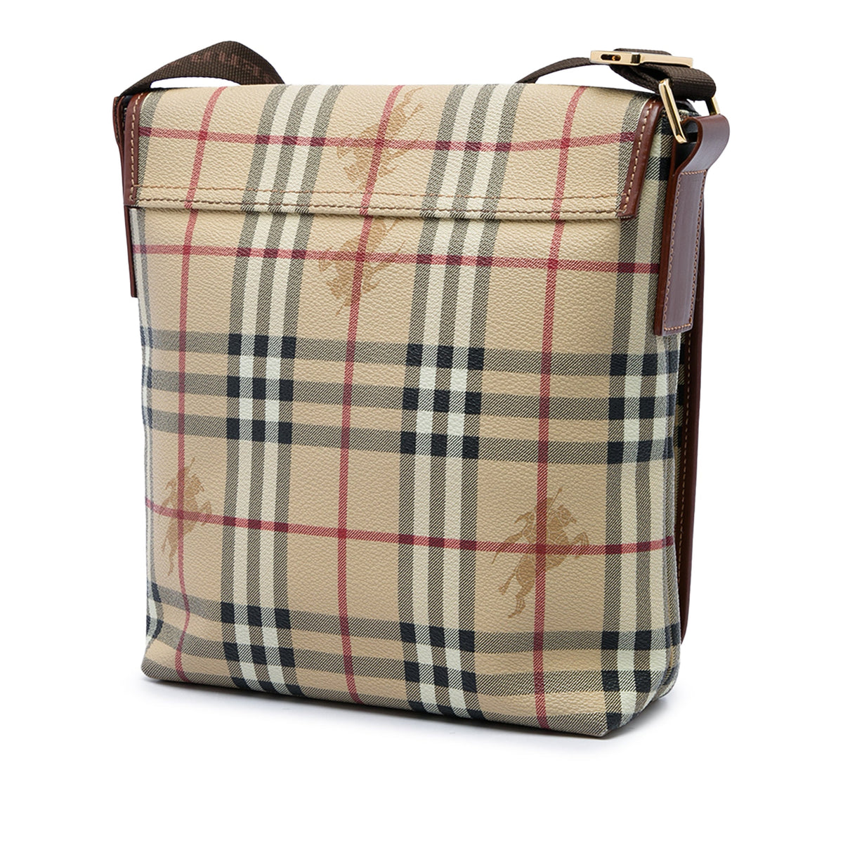 Burberry Haymarket Check Coated Canvas Crossbody — Beige