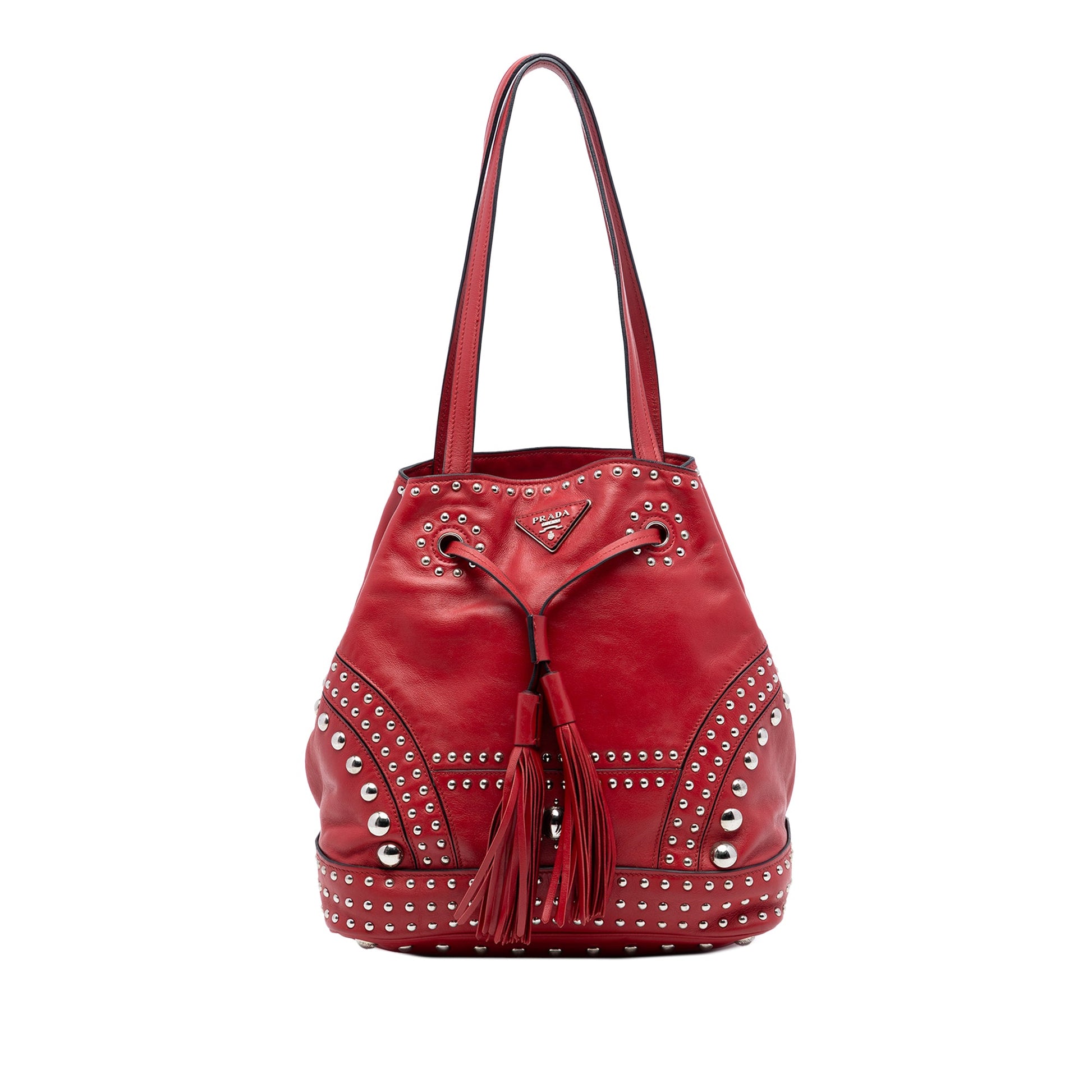 Prada Large Studded Leather Bucket Bag