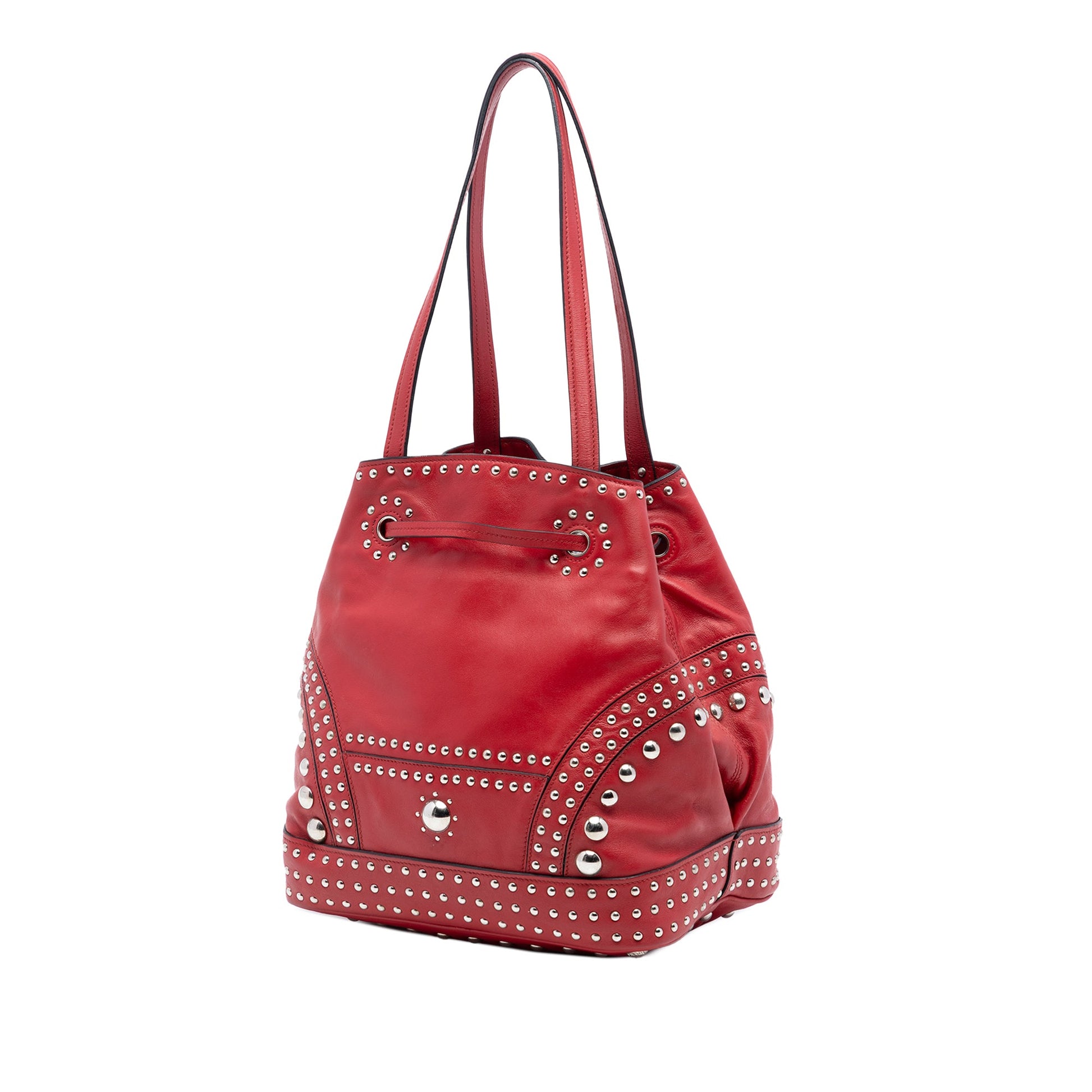 Prada Large Studded Leather Bucket Bag