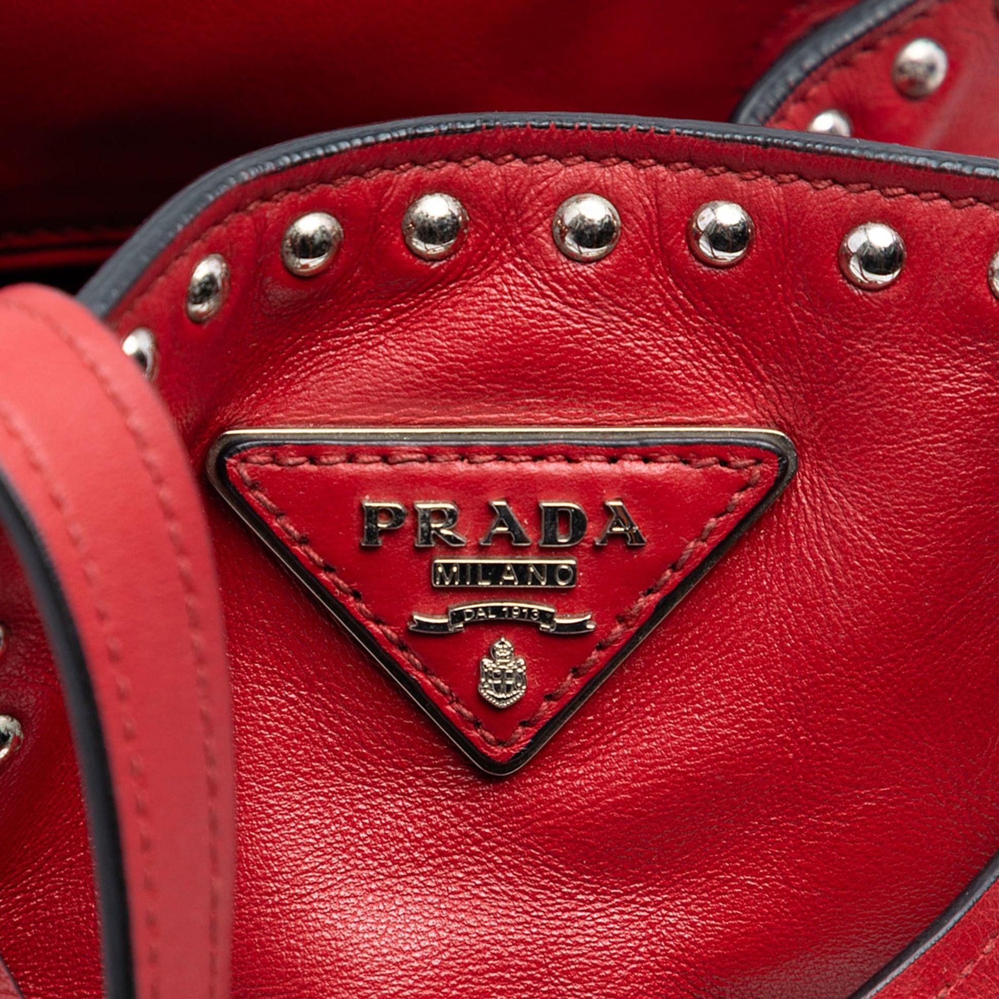 Prada Large Studded Leather Bucket Bag