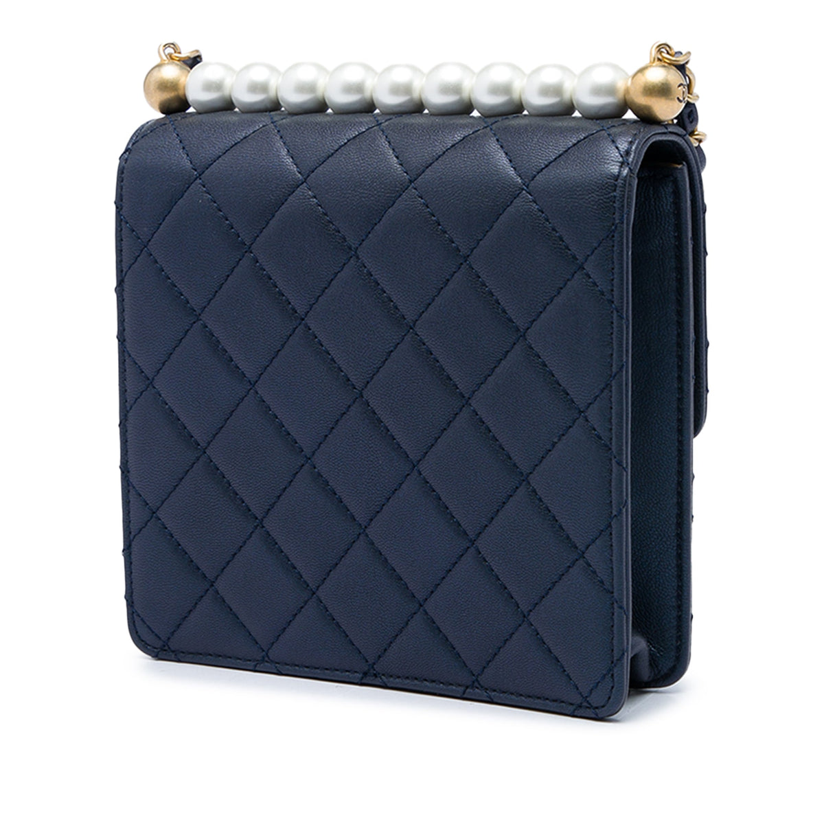 Chanel Small Quilted Lambskin Chic Pearls Flap — Blue