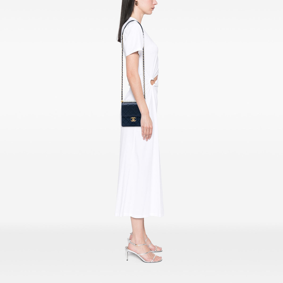 Chanel Small Quilted Lambskin Chic Pearls Flap — Blue