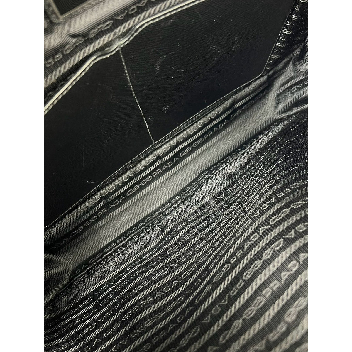 Prada Saffiano Trimmed Tessuto Double Buckle Messenger Bag — Black