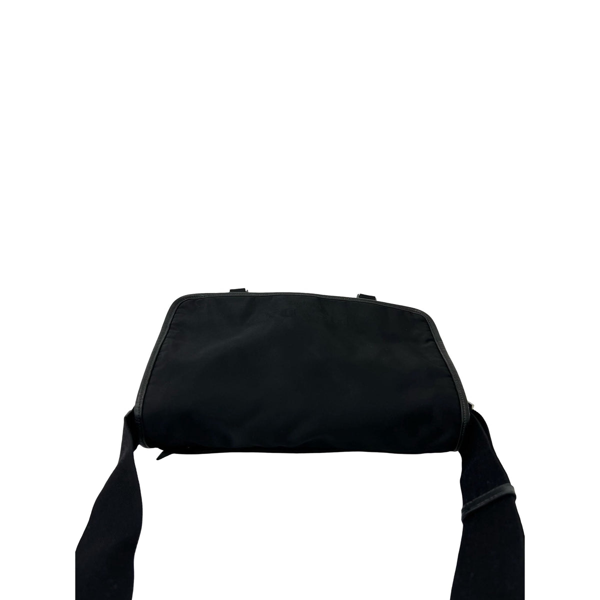 Prada Saffiano Trimmed Tessuto Double Buckle Messenger Bag — Black