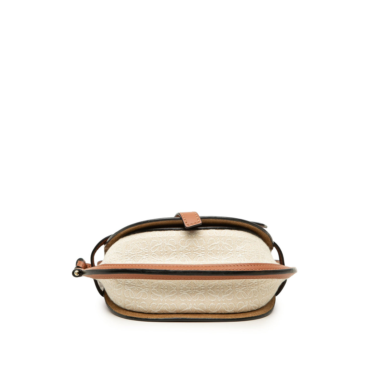 LOEWE Mini Bicolor Anagram Canvas and Smooth Calfskin Gate Crossbody — Beige