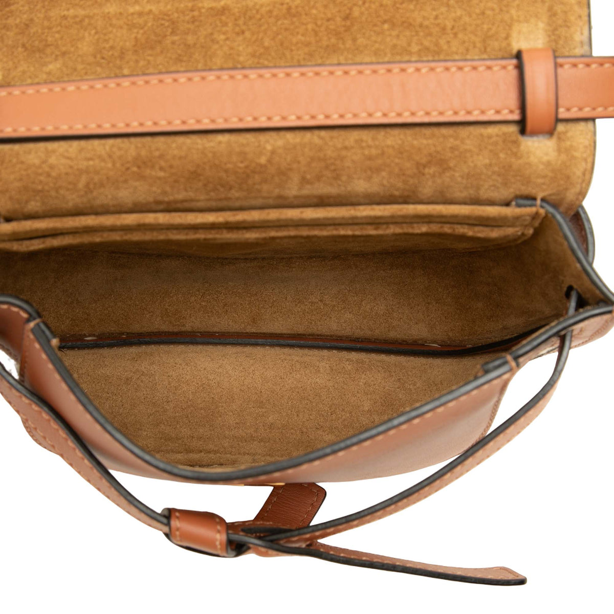LOEWE Mini Bicolor Anagram Canvas and Smooth Calfskin Gate Crossbody — Beige