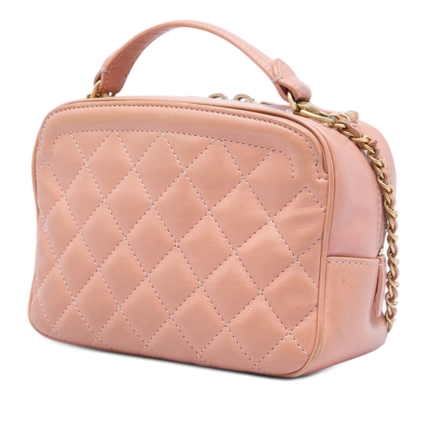 Chanel Small CC Quilted Calfskin Top Handle Vanity Case with Chain