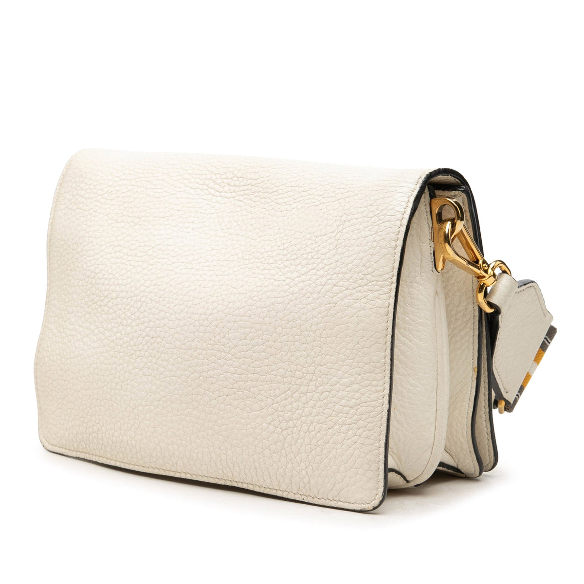 Prada Vitello Daino Flap Crossbody — White