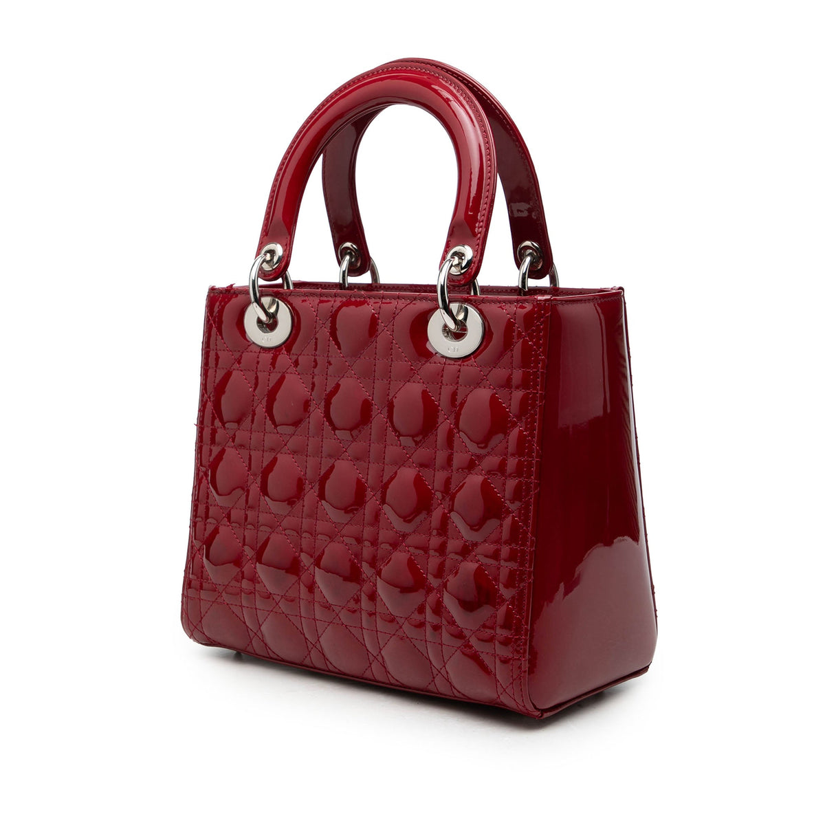 Dior Medium Patent Cannage Lady Dior — Red