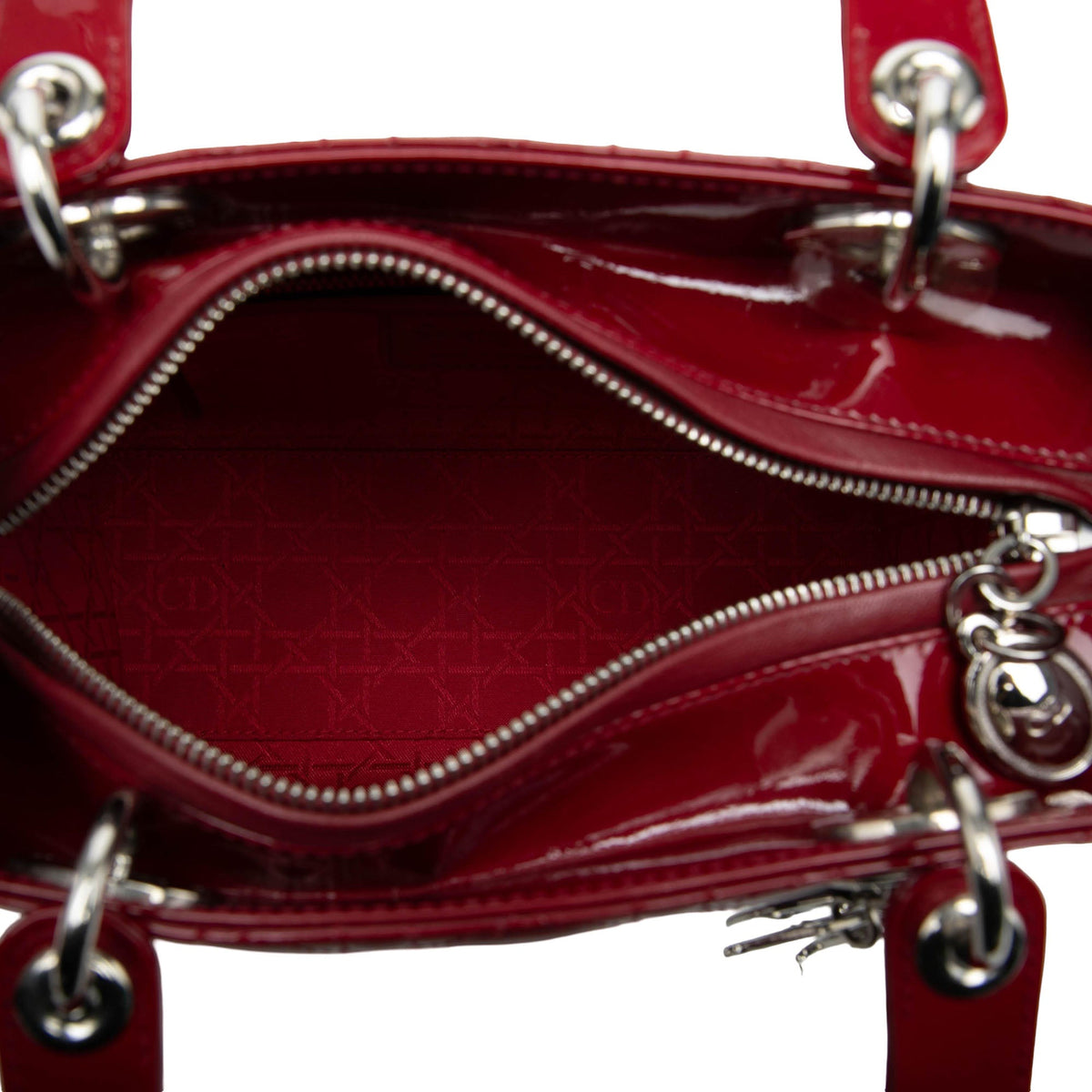 Dior Medium Patent Cannage Lady Dior — Red