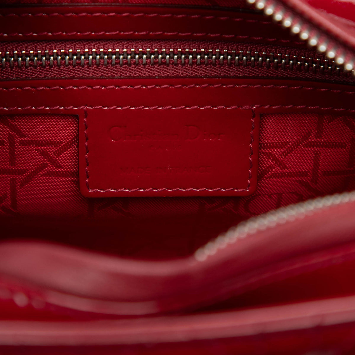 Dior Medium Patent Cannage Lady Dior — Red