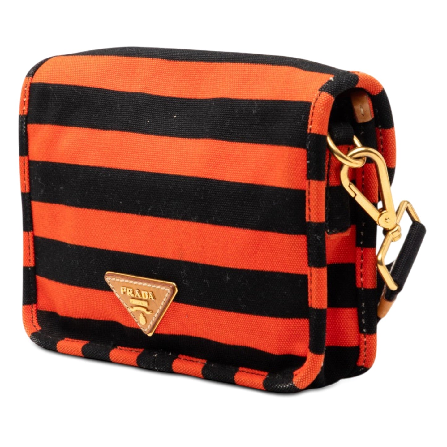 Prada Canvas Canapa Righe Striped Messenger Bag