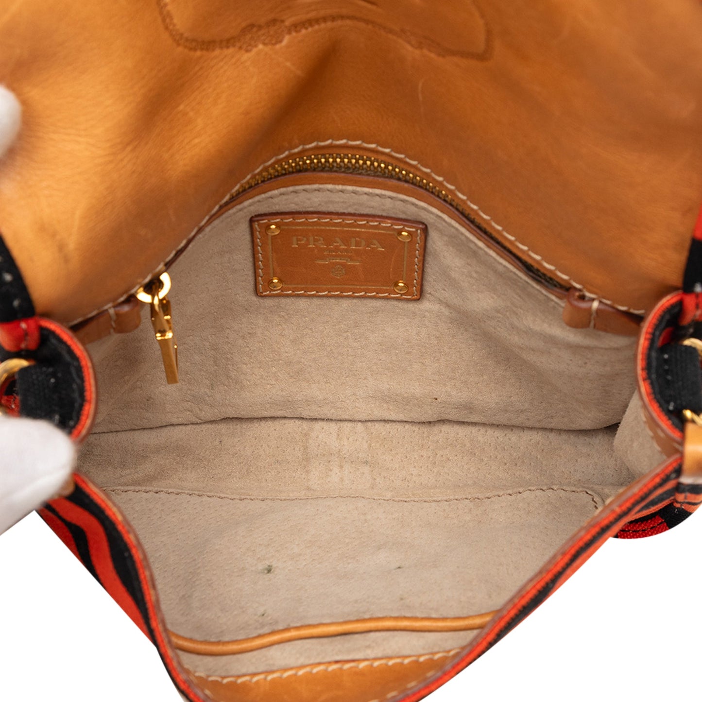 Prada Canvas Canapa Righe Striped Messenger Bag