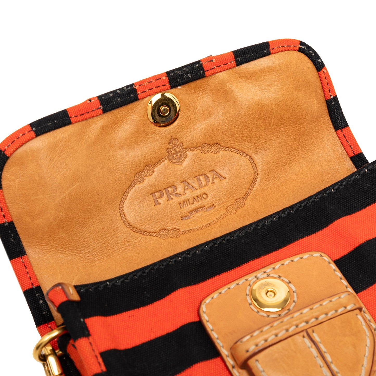 Prada Canvas Canapa Righe Striped Messenger Bag