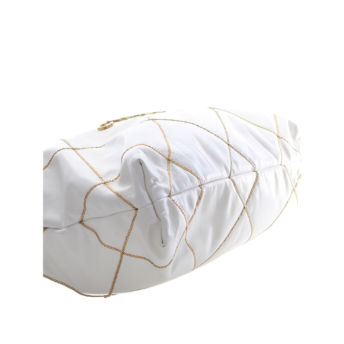 Chanel Small Quilted Shiny Calfskin Chain 22 Handbag — White