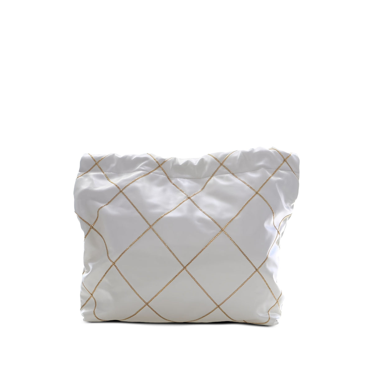 Chanel Small Quilted Shiny Calfskin Chain 22 Handbag — White