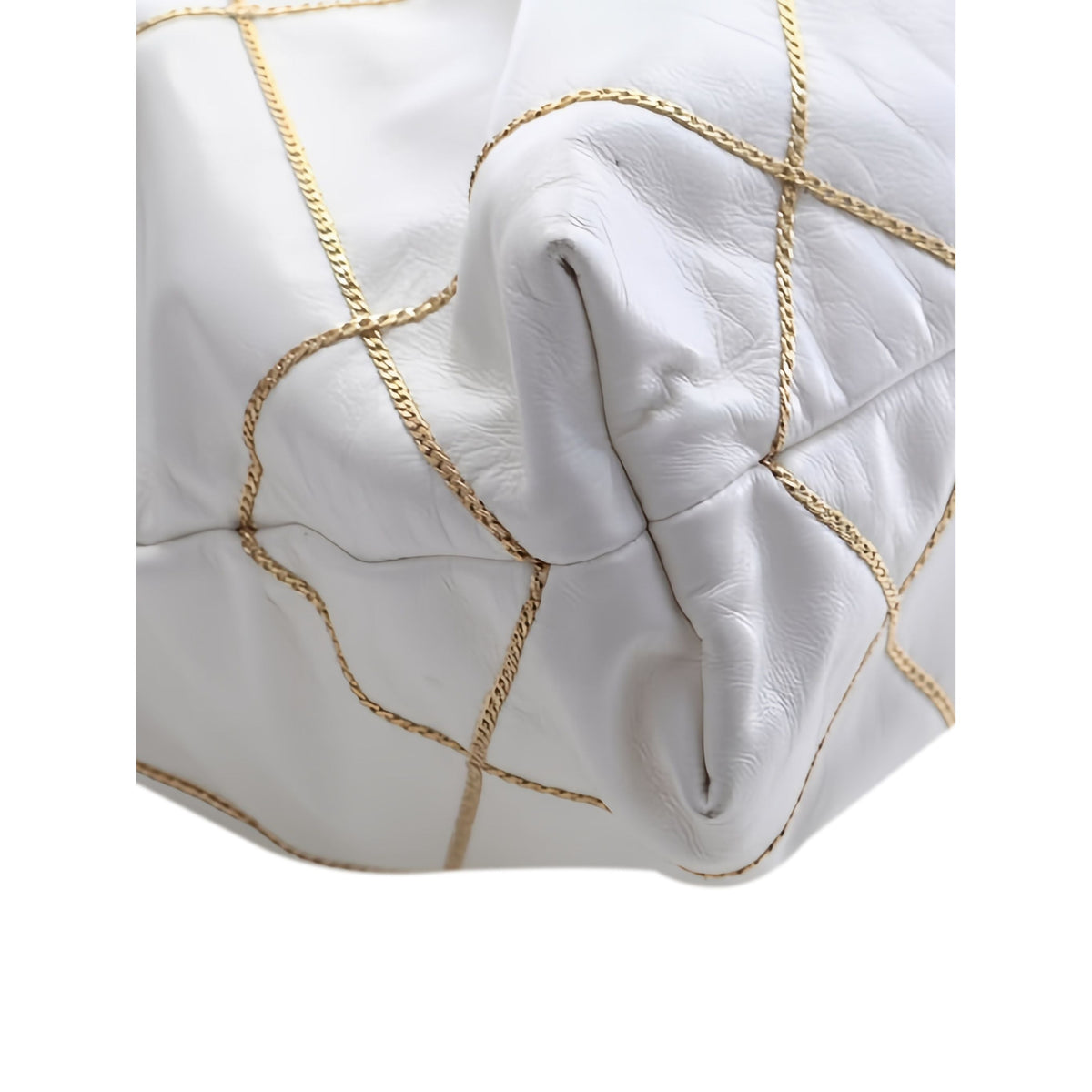 Chanel Small Quilted Shiny Calfskin Chain 22 Handbag — White