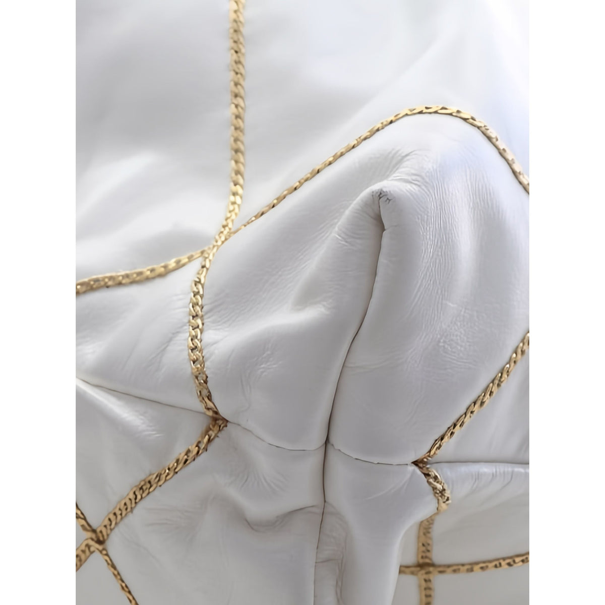 Chanel Small Quilted Shiny Calfskin Chain 22 Handbag — White