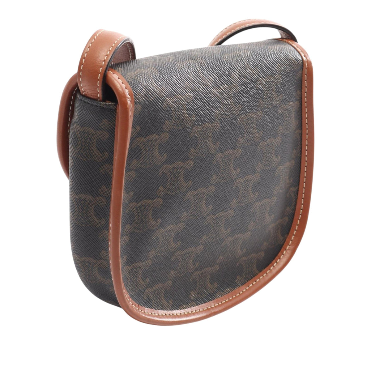 Celine Mini Triomphe Coated Canvas Besace Crossbody — Brown