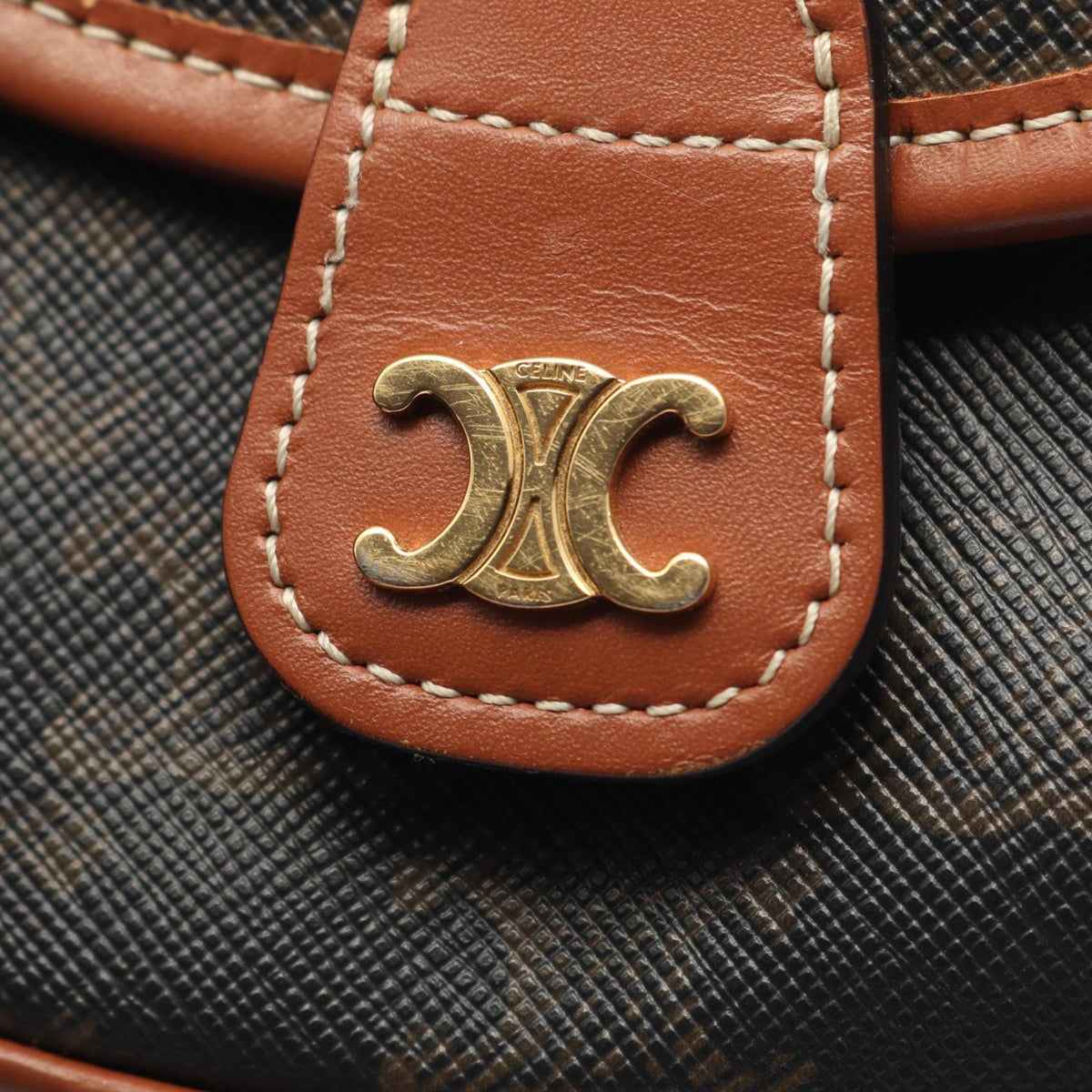 Celine Mini Triomphe Coated Canvas Besace Crossbody — Brown