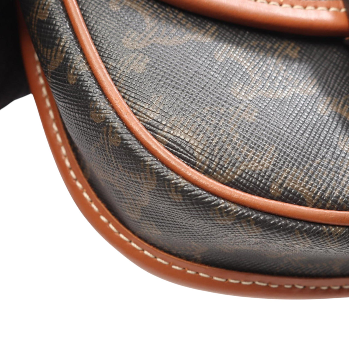 Celine Mini Triomphe Coated Canvas Besace Crossbody — Brown