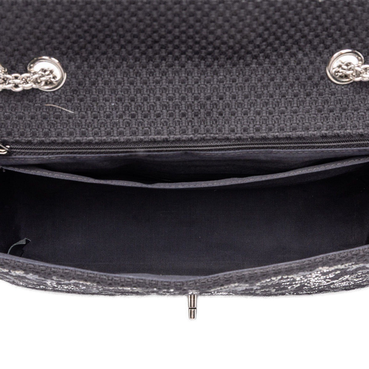 Chanel Paris Shanghai Jumbo Tweed Strass Embellished Pudong Double Flap — Black