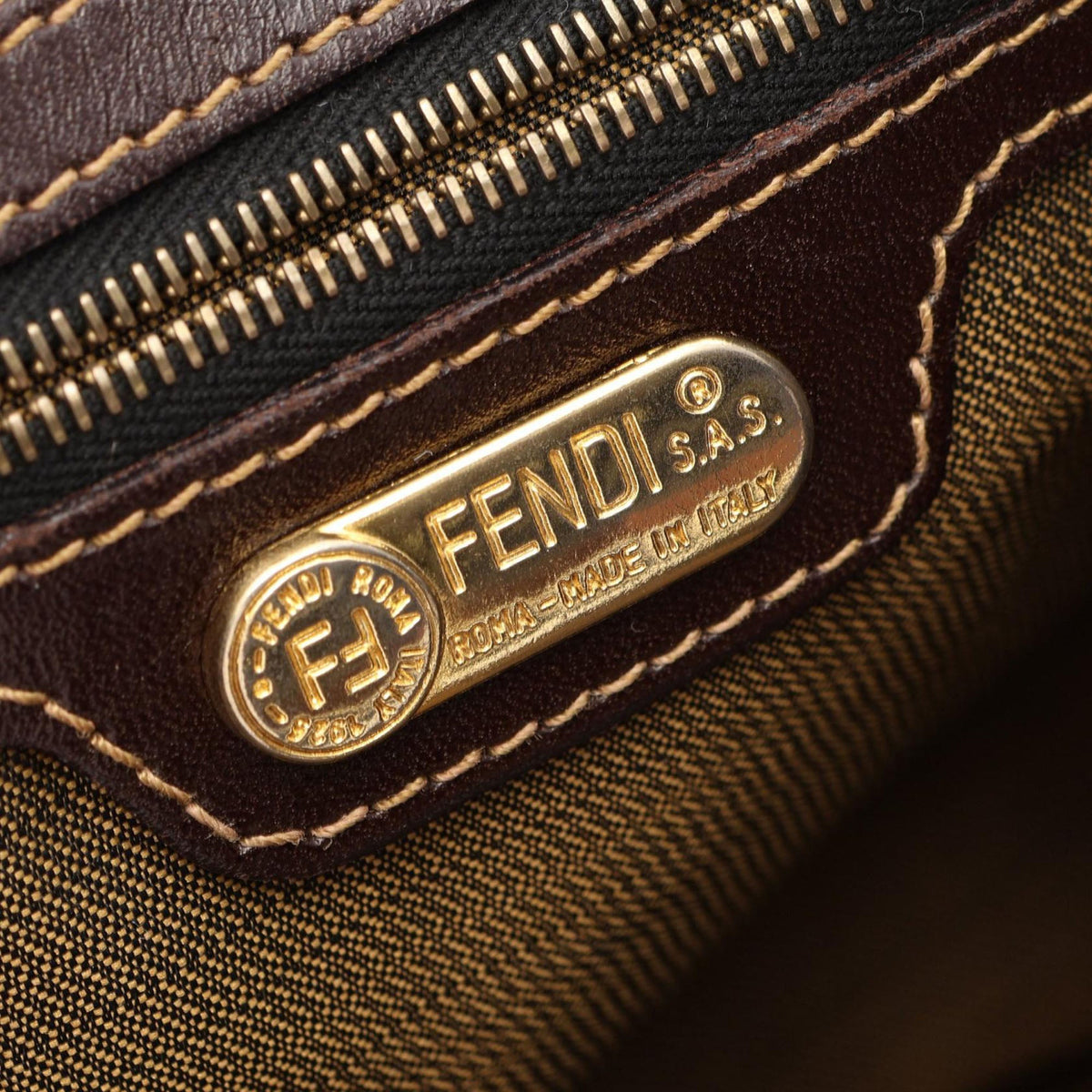 Fendi Zucca Canvas Handbag — Brown