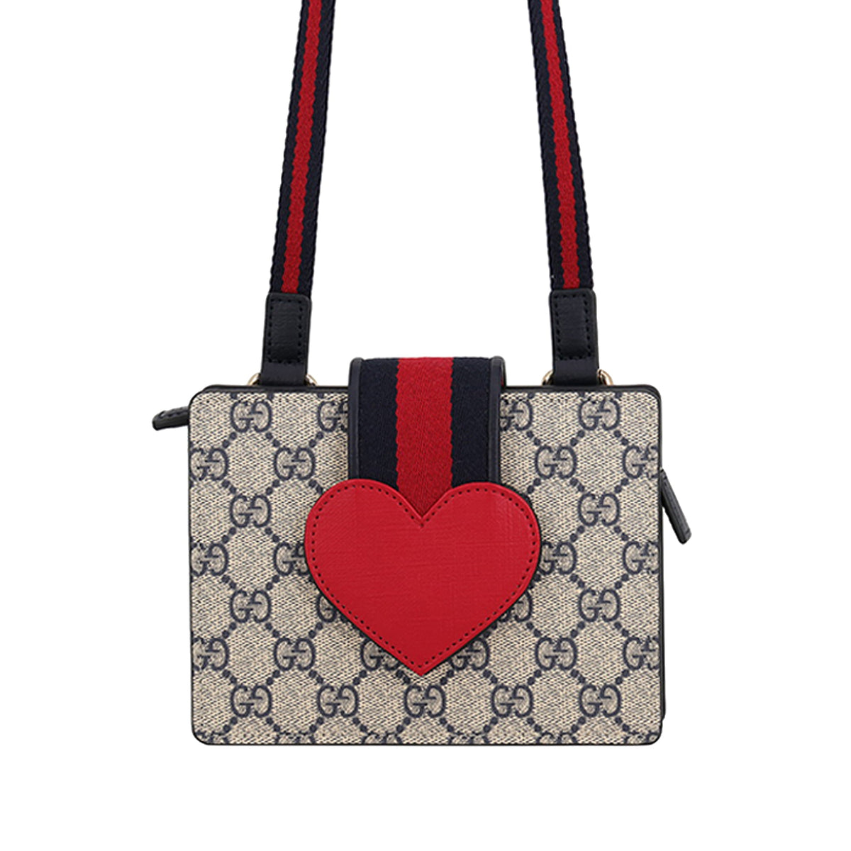 Gucci Kids GG Supreme Heart Web Crossbody