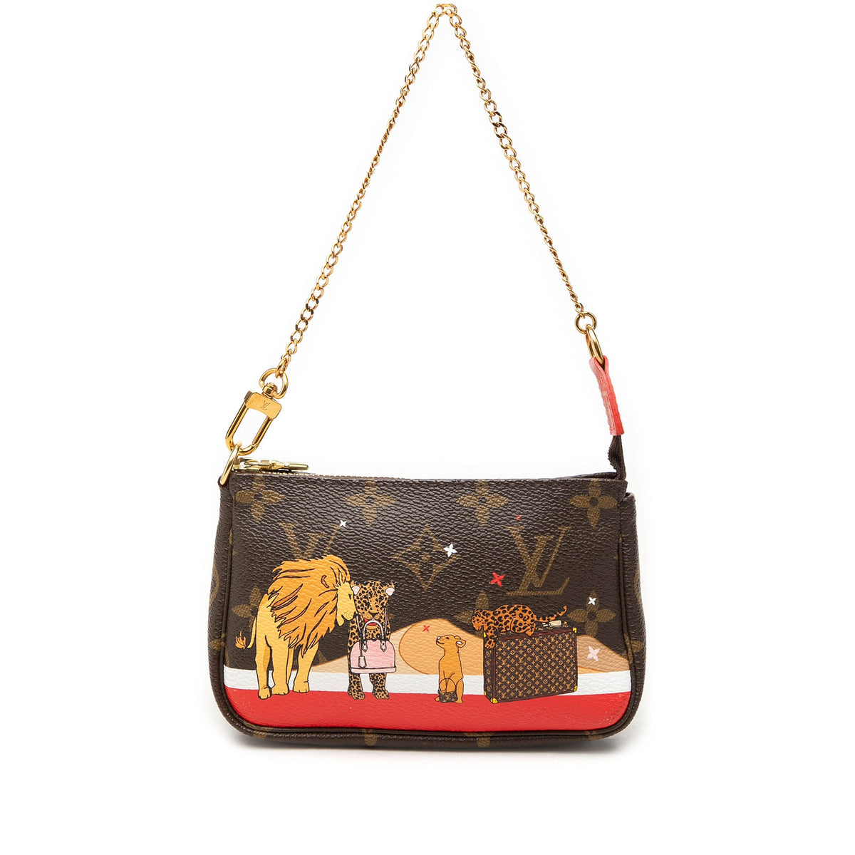 Louis Vuitton Monogram Cats Christmas Animation Mini Pochette Accessories — Brown
