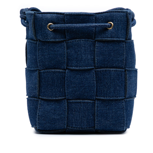 Bottega Veneta Small Denim Maxi Intrecciato Cassette Bucket Bag
