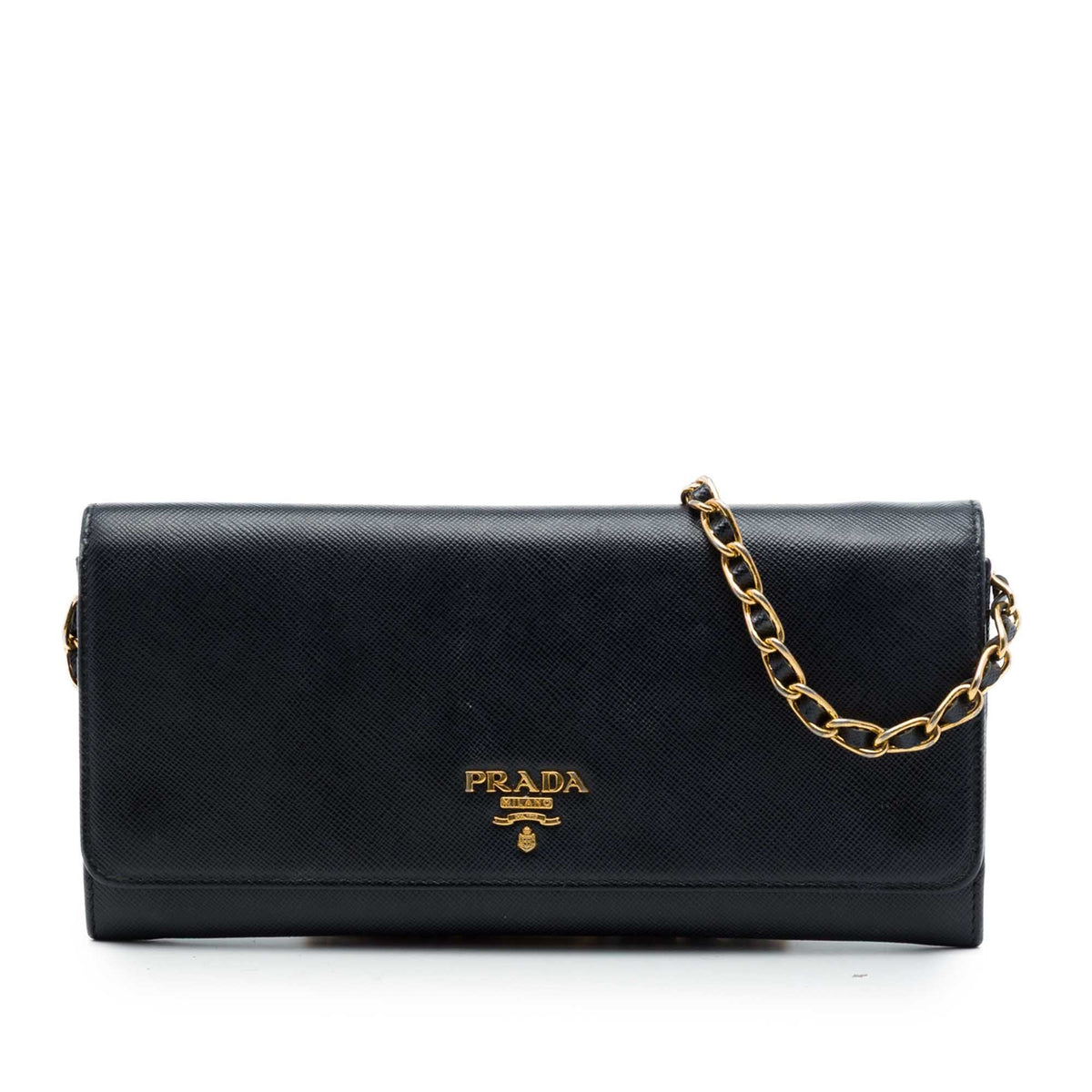 Prada Saffiano Wallet On Chain — Black
