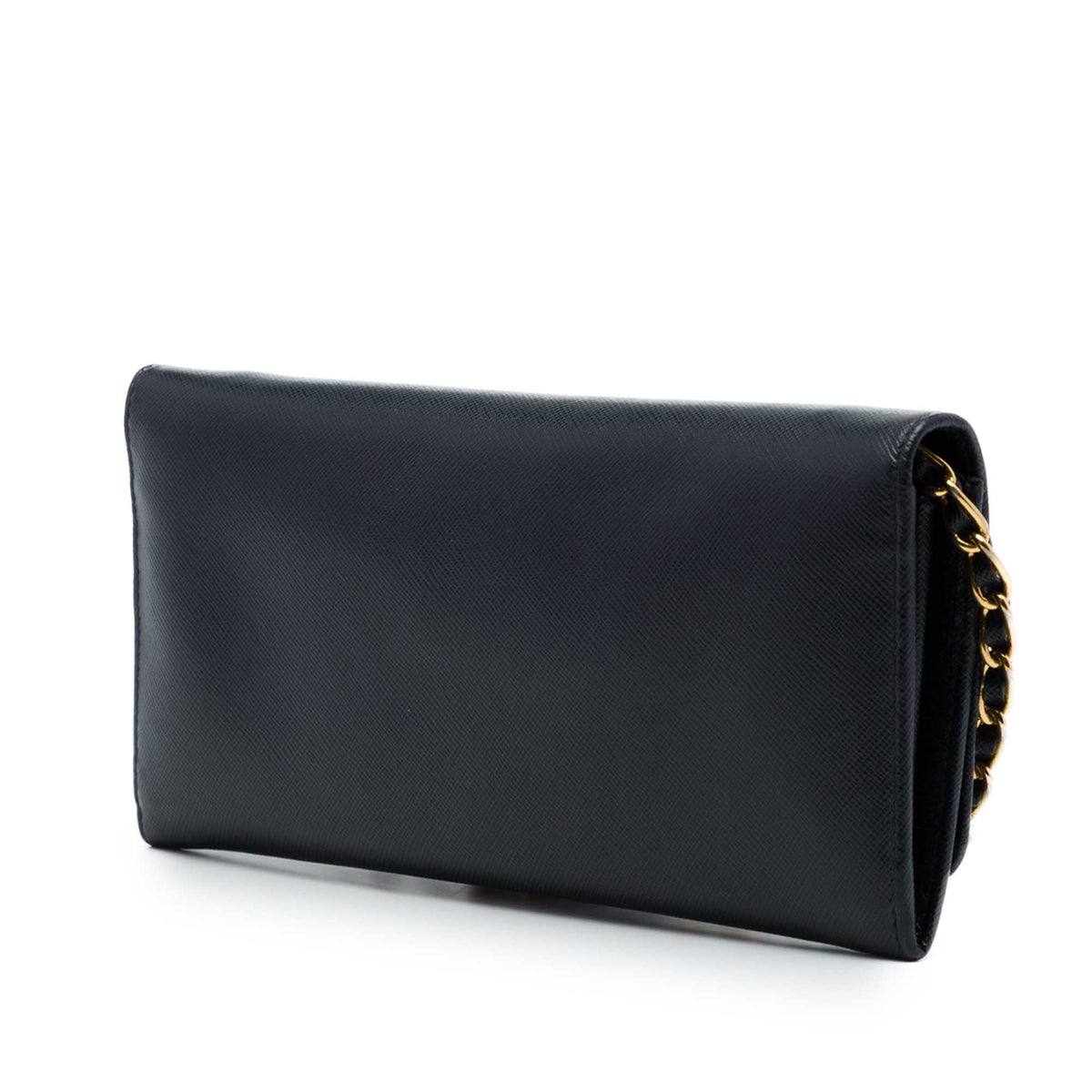 Prada Saffiano Wallet On Chain — Black