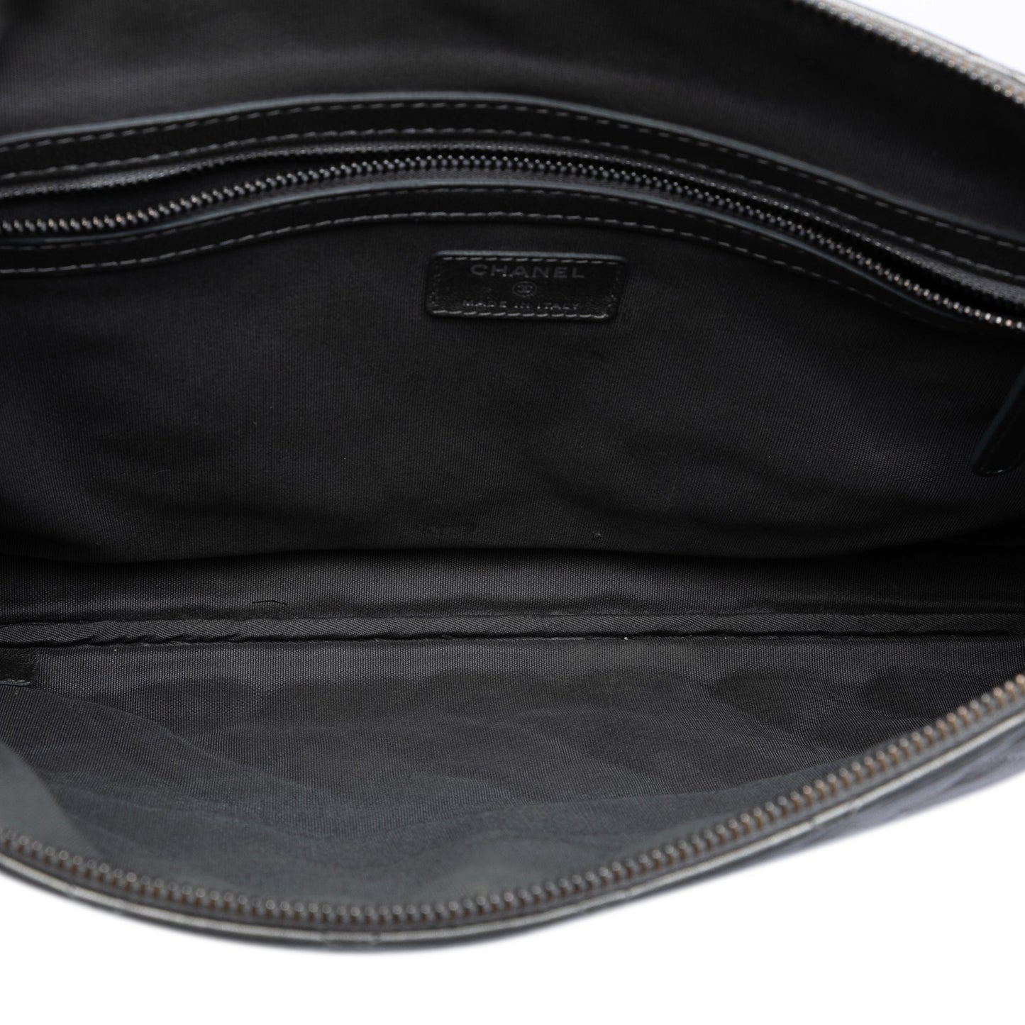 Chanel Large Quilted Metallic Lambskin O Case Clutch