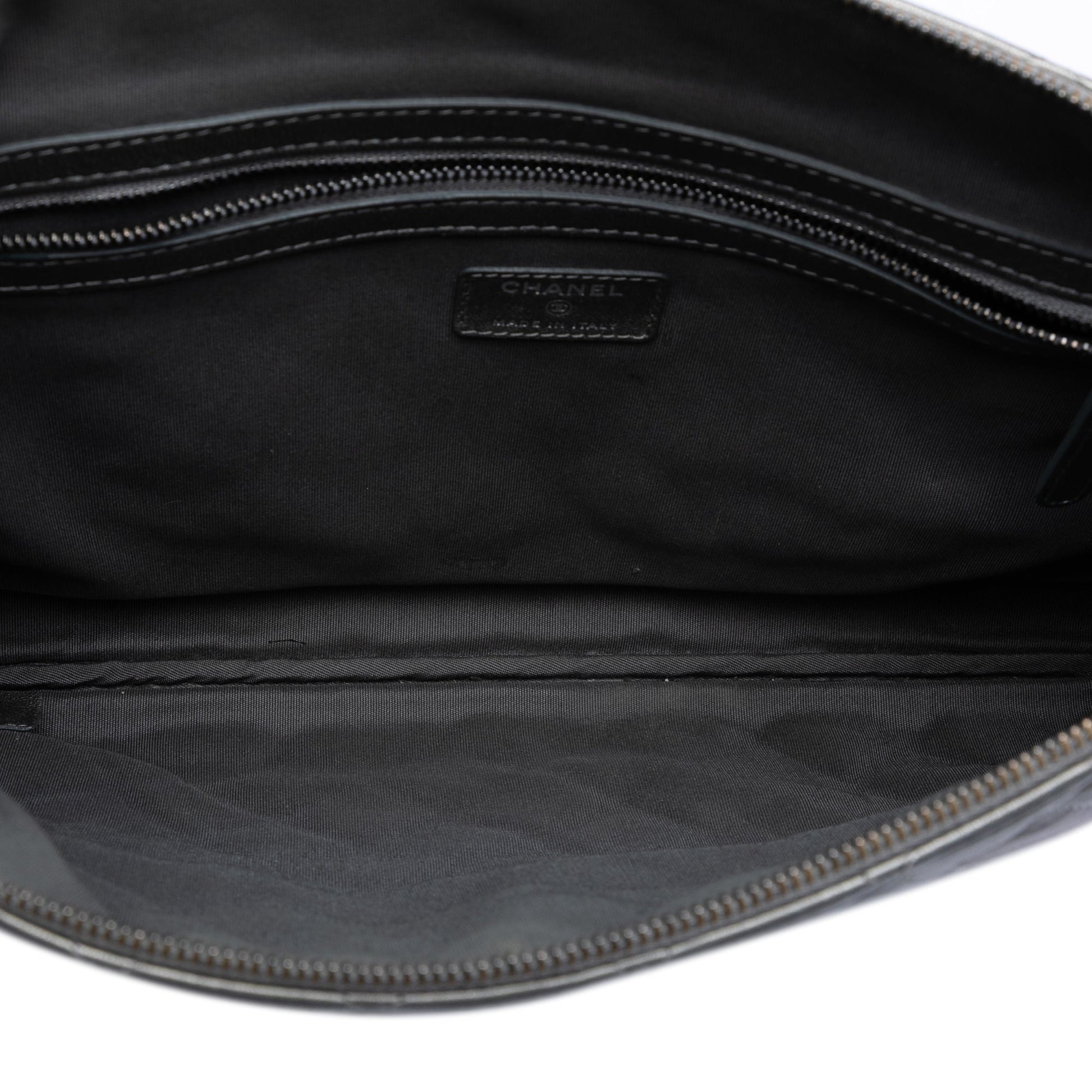 Chanel Large Quilted Metallic Lambskin O Case Clutch