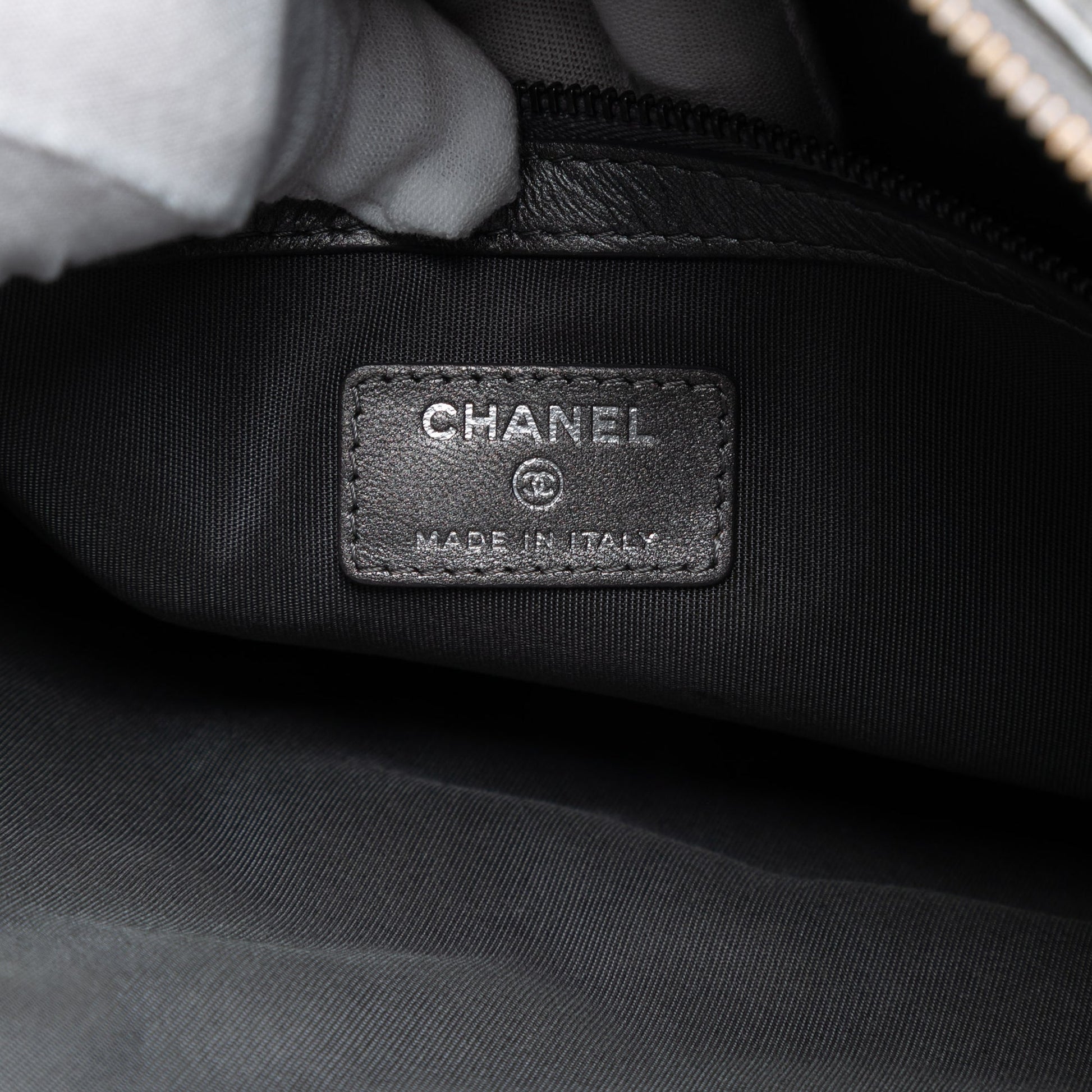 Chanel Large Quilted Metallic Lambskin O Case Clutch