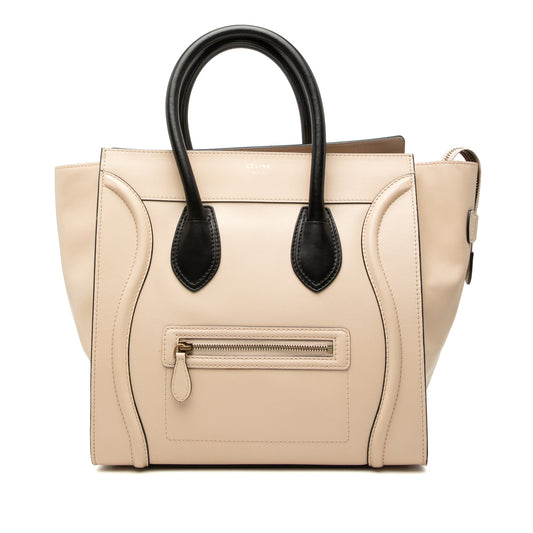 Celine Mini Bicolor Leather Luggage Tote