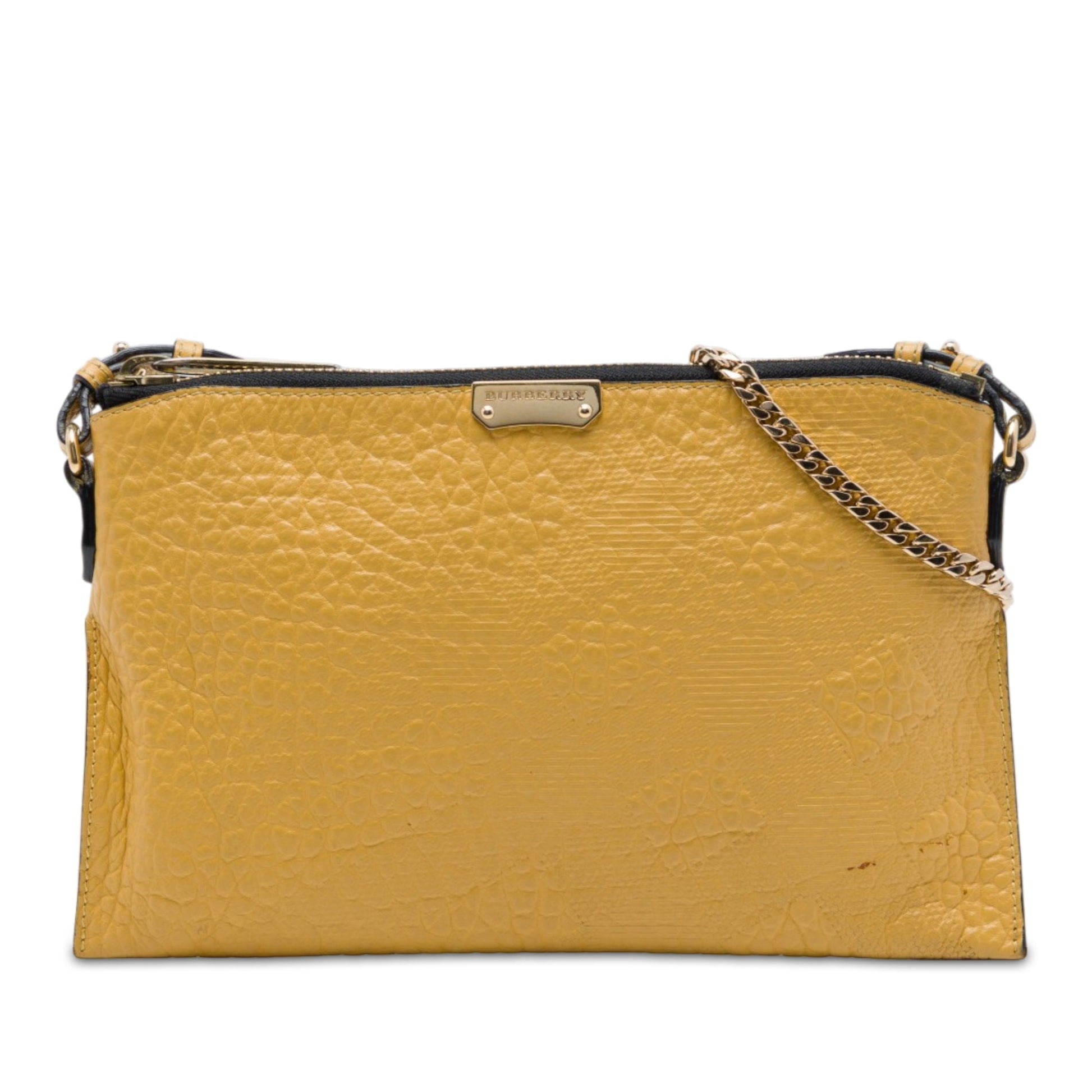 Burberry Grain Check Embossed Leather Peyton Crossbody