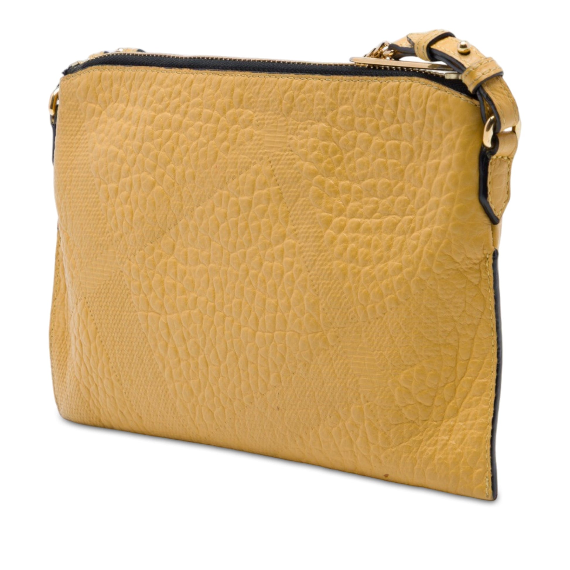 Burberry Grain Check Embossed Leather Peyton Crossbody