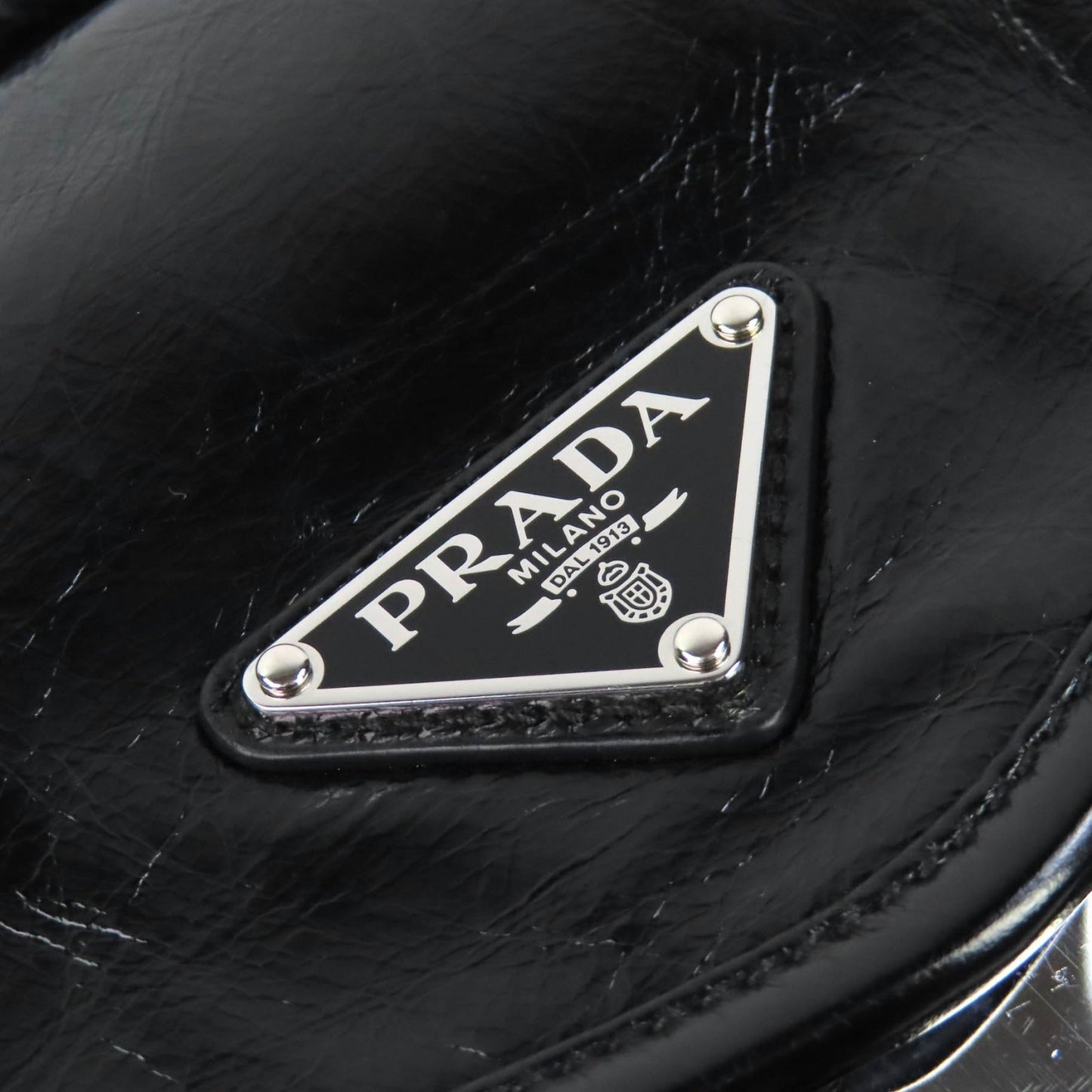 Prada Crinkled Calfskin Buckle Messenger Bag