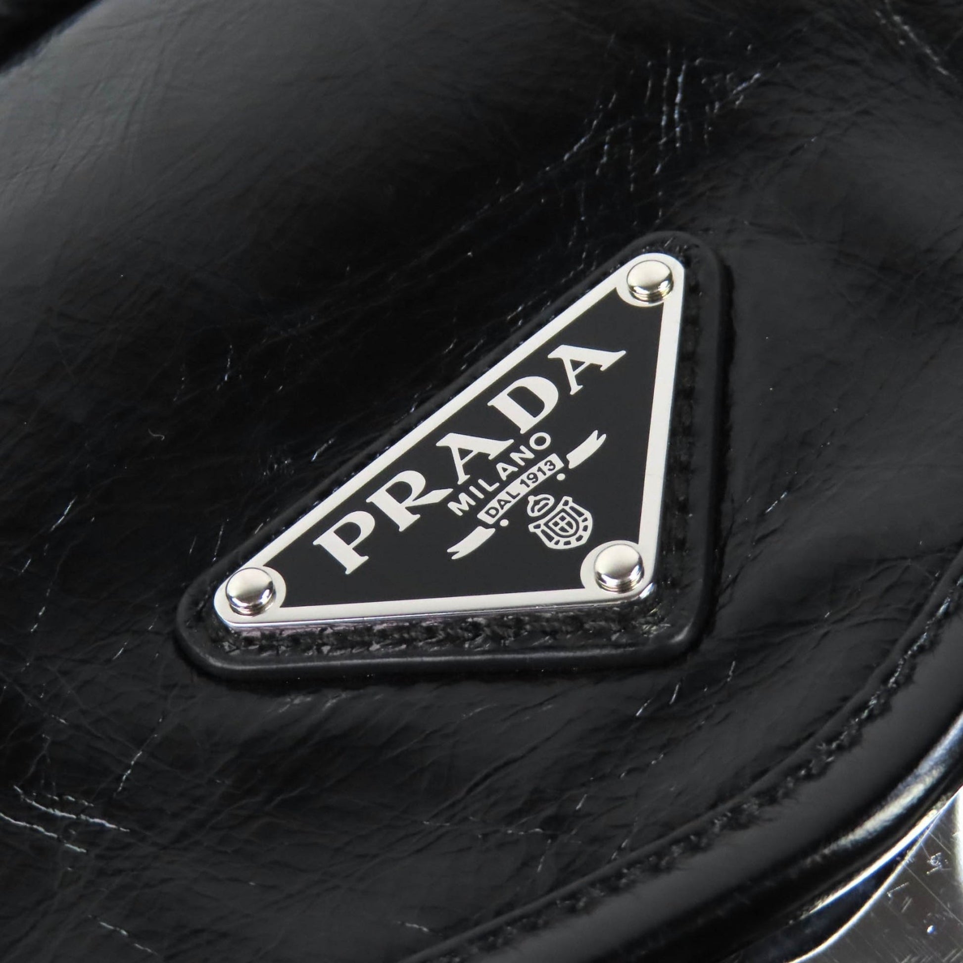 Prada Crinkled Calfskin Buckle Messenger Bag