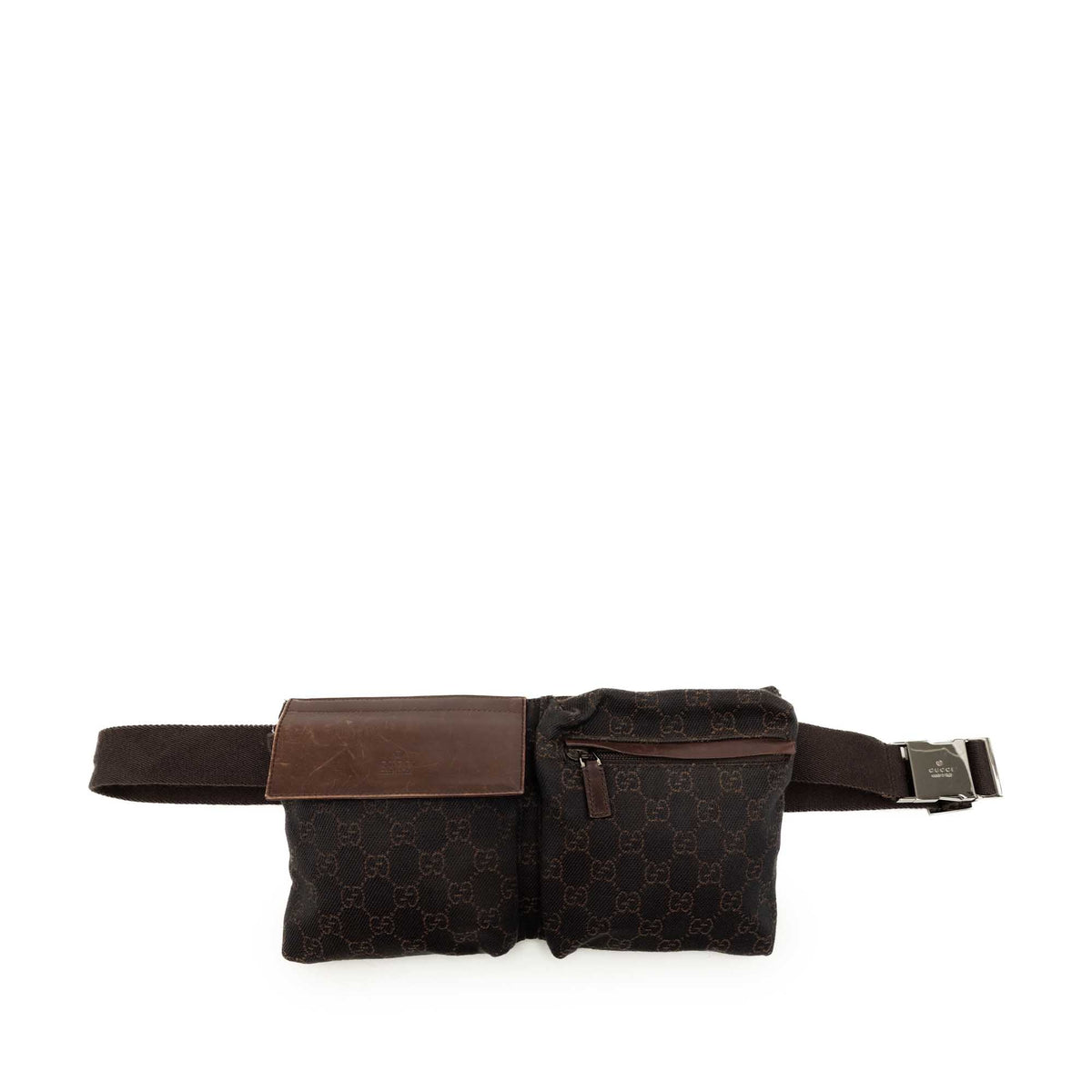 Gucci GG Canvas Double Pocket Belt Bag
