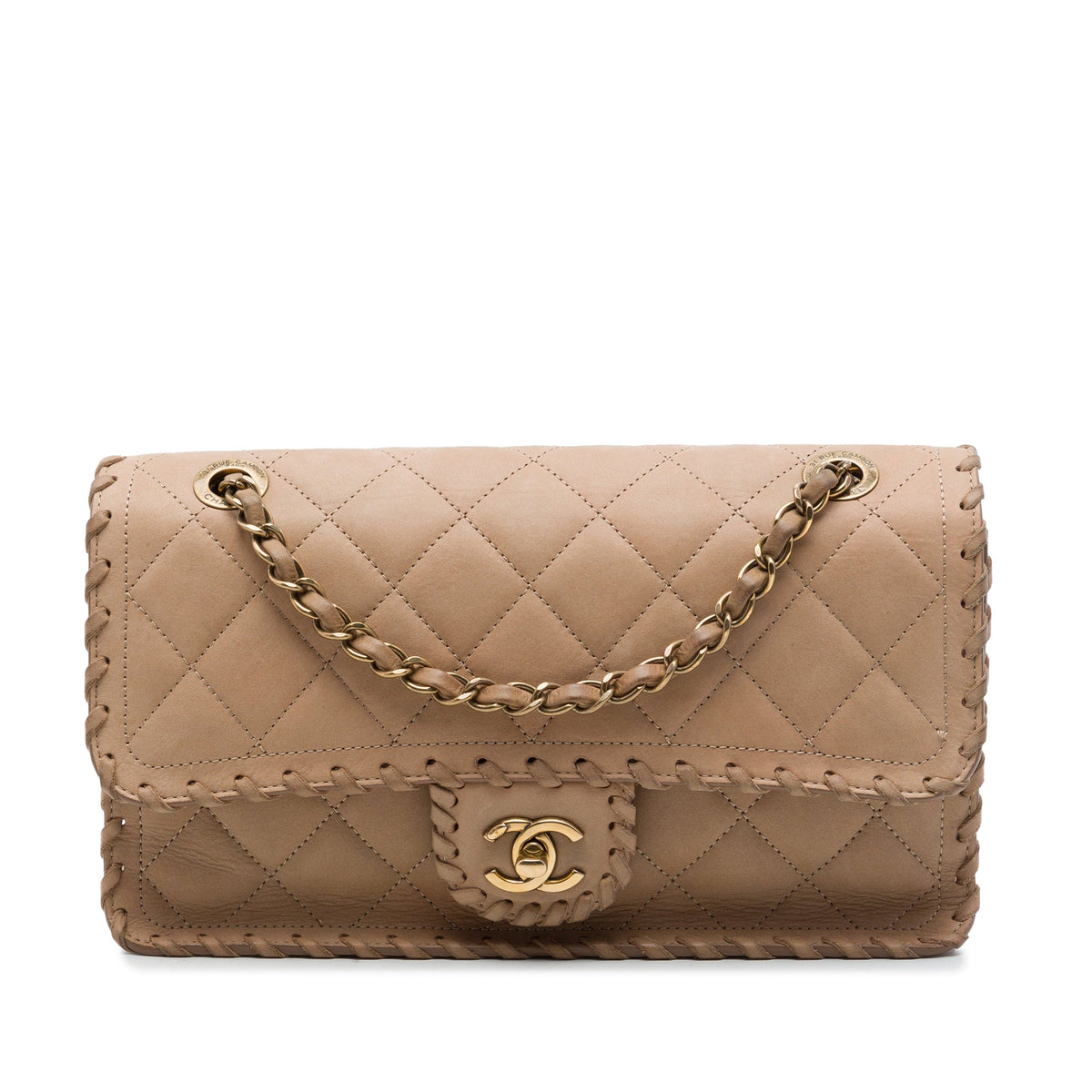 Chanel Medium Quilted Iridescent Calfskin Happy Stitch Flap — Brown