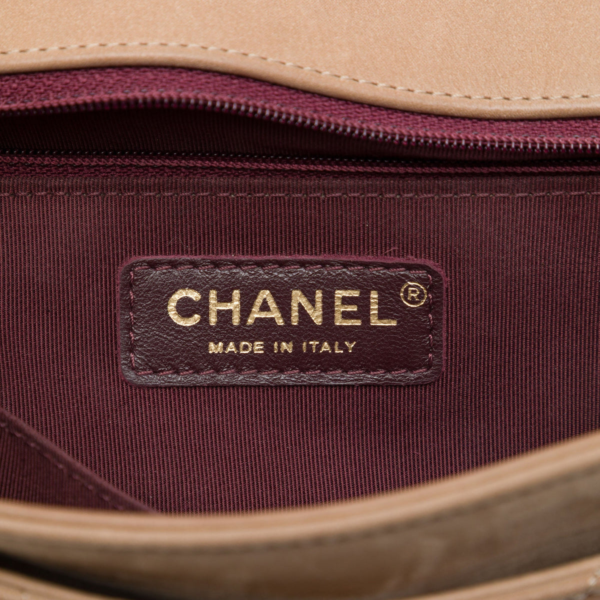 Chanel Medium Quilted Iridescent Calfskin Happy Stitch Flap — Brown